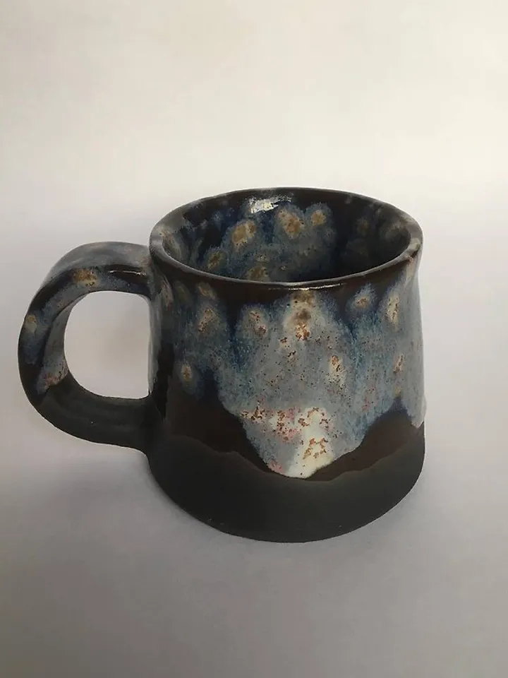 Blue and black galaxy glazed stoneware mug