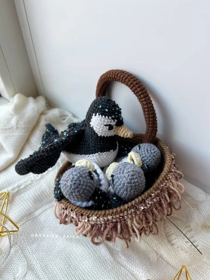 PDF Crochet Swaalow's nest Pattern, Amigurumi Bird, Amigurumi decor, Amigurumi nest, Amigurumi House Pattern, Crochet swallow pattern