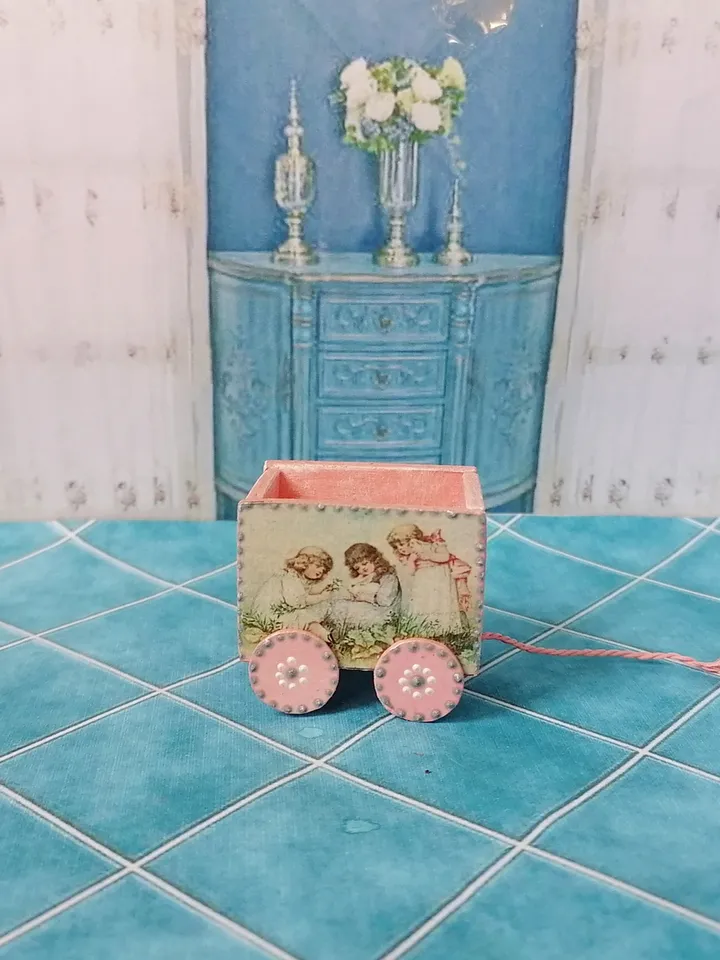 Trolley for dollhouse. Doll toy.