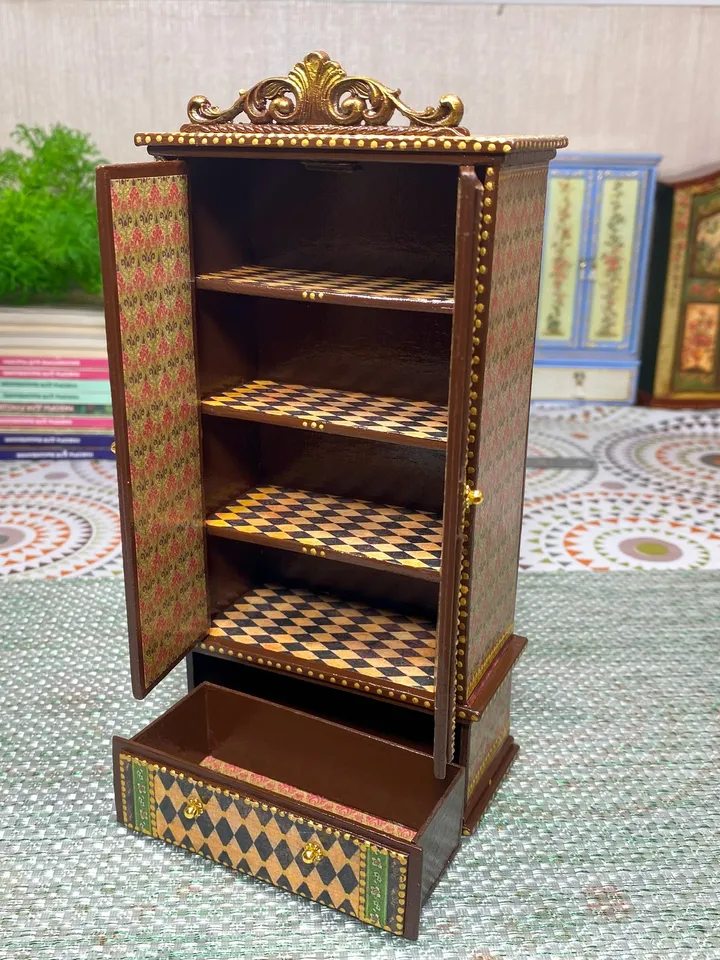 Handmade wardrobe. Doll furniture. Wardrobe based on the fairy tale "Alice". 1:12.
