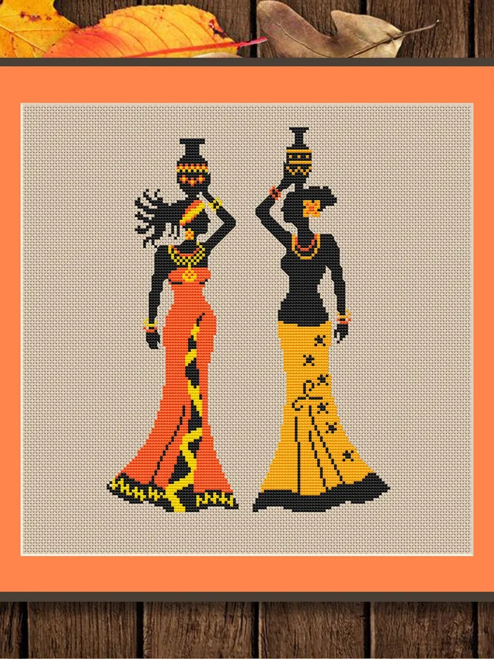 African Woman Cross Stitch Pattern, African Cross Stitch Pattern, Folklore Cross Stitch Pattern, African Motifs Patterns #oth001