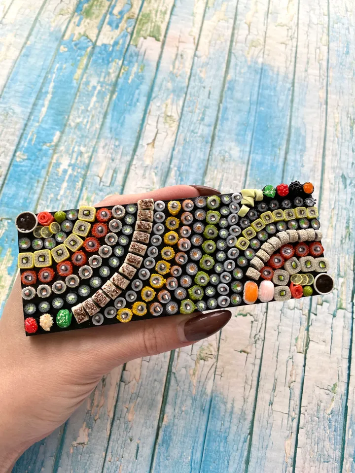 Magnet Miniature Sushi Board with Polymer Clay Souvenir