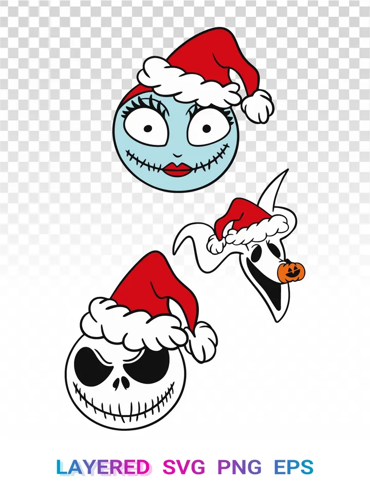 🎅 Nightmare Before Christmas PNG, Sally Jack Zero SVG