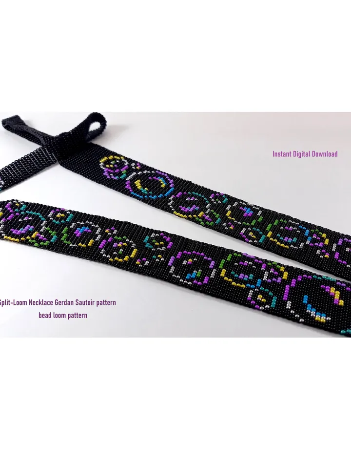 Bead loom pattern for a Sautoir-Gerdan-Split-Loom Necklace, Beading Loom Stitch, Square Stitch, Instant Download, PDF