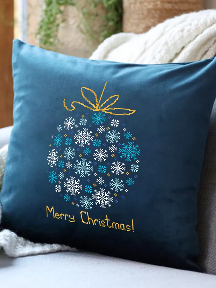 Merry Christmas cross stitch pattern download PDF Snowflake ornament cross stitch chart Christmas pattern digital Holiday embroidery #N45