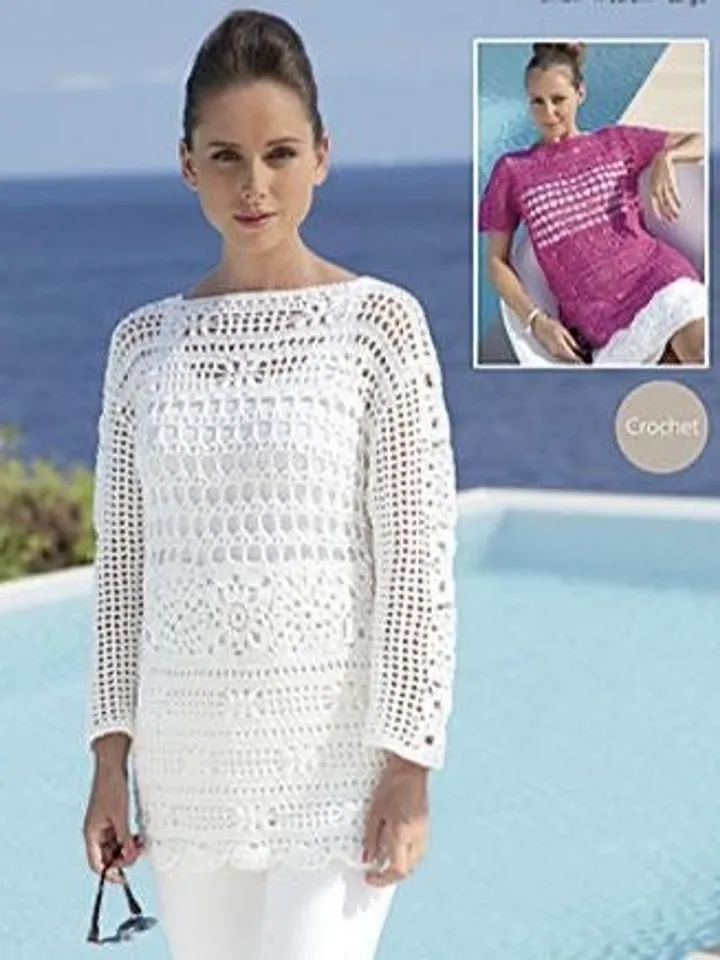 Tunic crochet pattern, long summer sweater crochet pattern, lace tunic pdf instant download