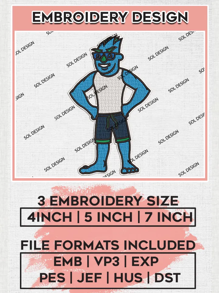 NCAA Islanders College Football Team Funny Logo Embroidery Design Files, NCAA Texas A&M Corpus Christi Islanders Machine Embroidery, NCAA Teams, Game Day, 3 sizes, NCAA Machine embroidery designs, Digital Download