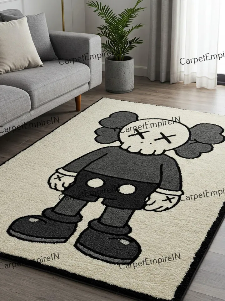 Kaws rug—cartoon carpet, Kaws carpet, 2x3, 3x5, 4x6, 5x7, 6x9, Case rugs, cartoon carpets, dining room, hallway, cartoon rug, Kaws wall art.