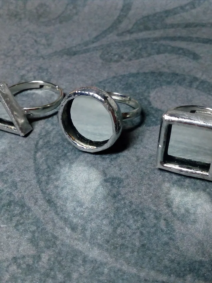 Mirror ring, squar ring, round ring, triangular ring, tin soldered glass ring, scrying mirror ring