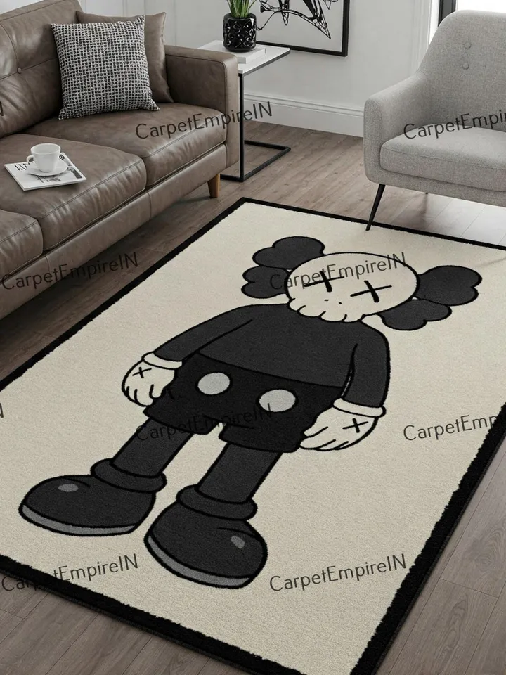 Kaws rug—cartoon carpet, Kaws carpet, 2x3, 3x5, 4x6, 5x7, 6x9, Case rugs, cartoon carpets, dining room, hallway, cartoon rug, Kaws wall art.