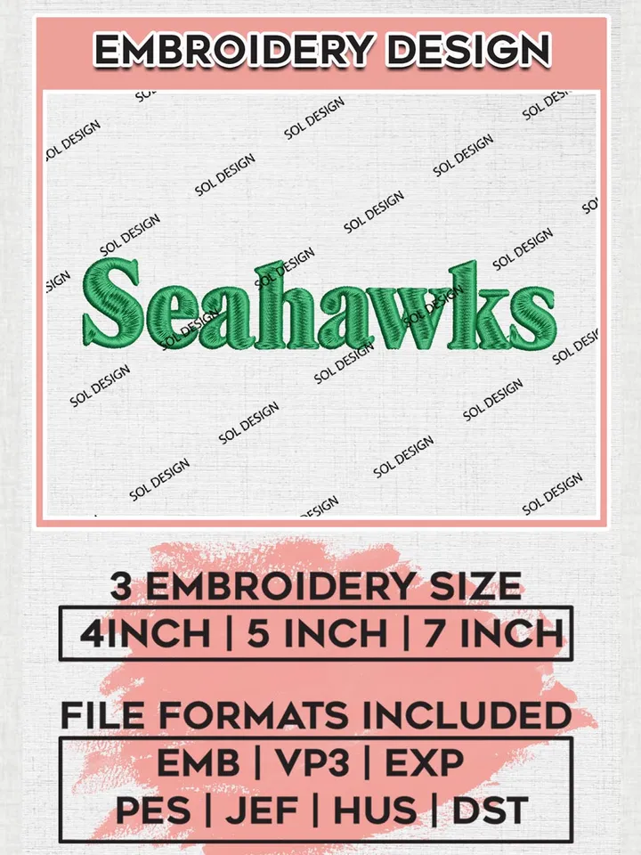 Seattle Seahawks Wordmark Logo Embroidery Designs, NFL Seahawks Embroidery Designs, NFL Embroidery Designs, NFL Seattle Seahawks Machine Embroidery Design, Digital Download