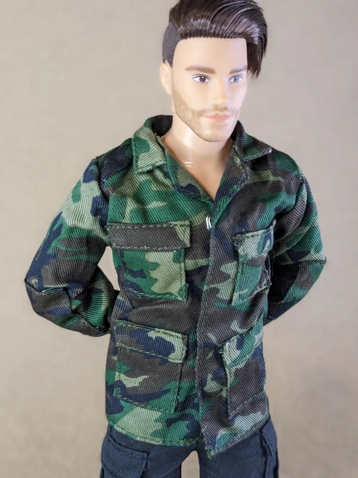 Military-style camo jacket for 12-inch fashion male dolls