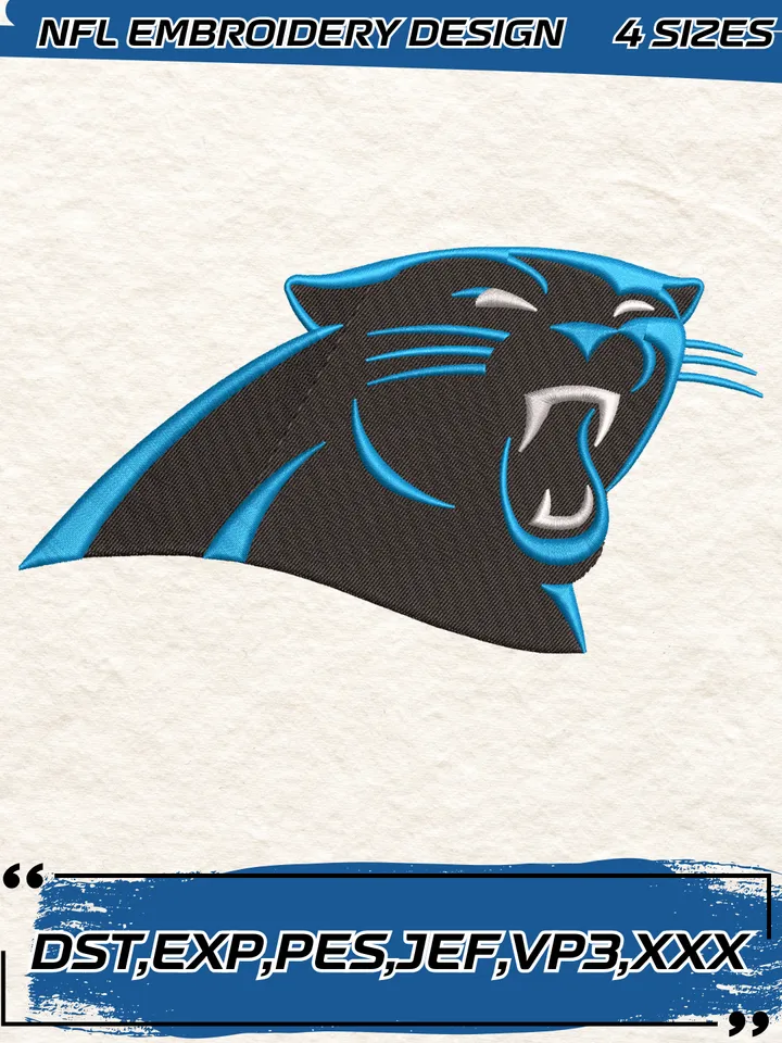Carolina Panthers Embroidery Design,NFL Logo Embroidery Design,Machine Embroidery Design File,4 Sizes, Digital Download