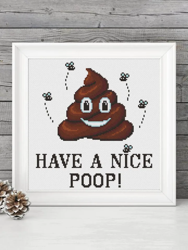 Poop emoji cross stitch pattern Have a nice poop Instant download PDF, Funny cross stitch quote, Kawaii cross stitch chart, Home decor #Q5