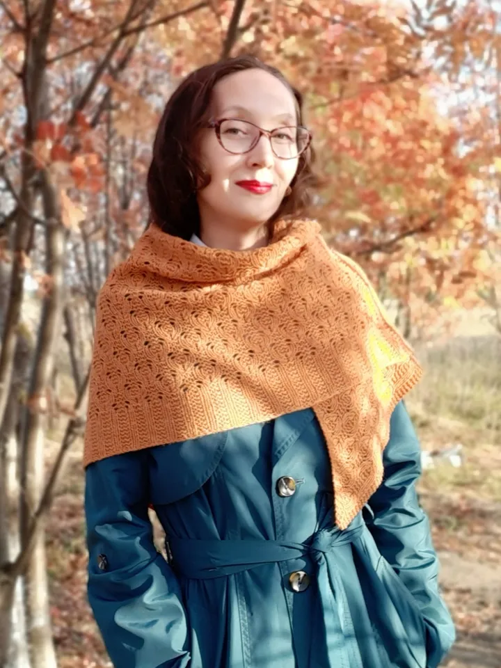 Warmth Asymmetrical Shawl Knitting Pattern Sideways Textured Lacy Design