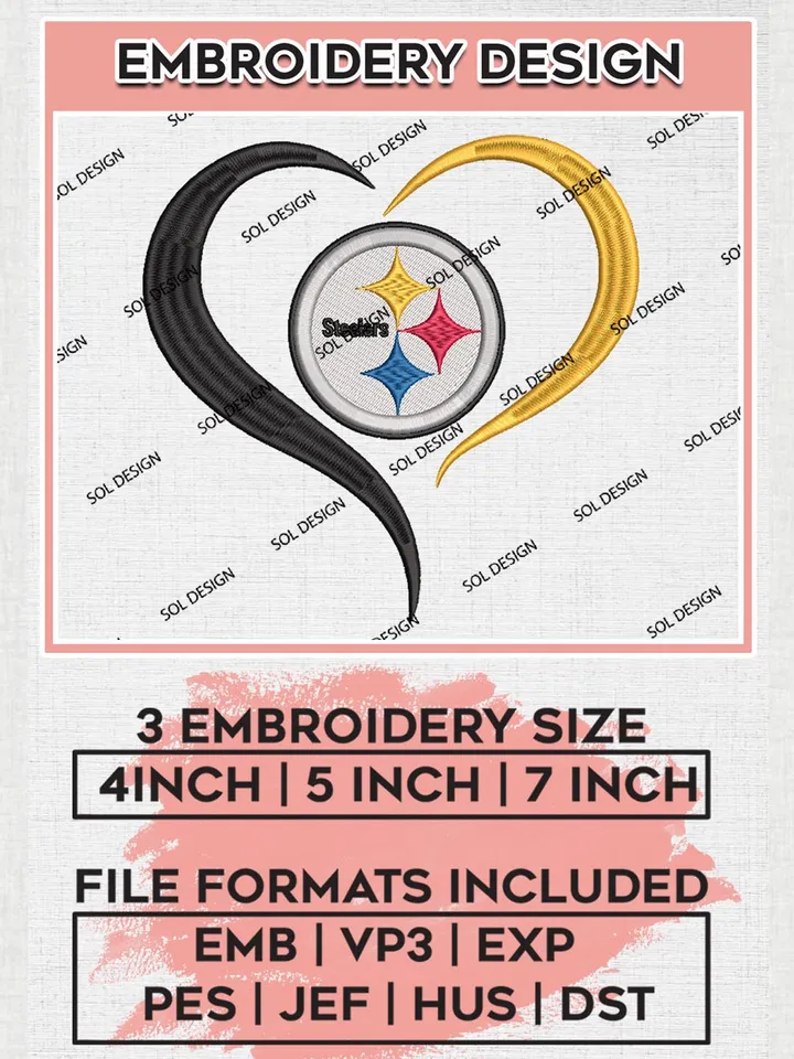 Pittsburgh Steelers Embroidery Design Files, NFL Steelers, NFL Embroidery Designs, NFL Pittsburgh Steelers Machine Embroidery Design, Digital Download