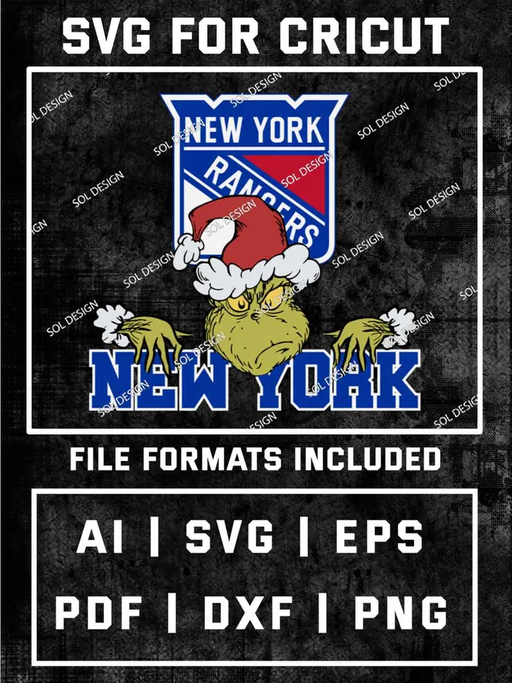 Grinch New York Rangers SVG, NHL Logo SVG Design, NHL New York Rangers SVG, NHL Rangers Cricut, Christmas Svg, Grinch svg, Digital Download