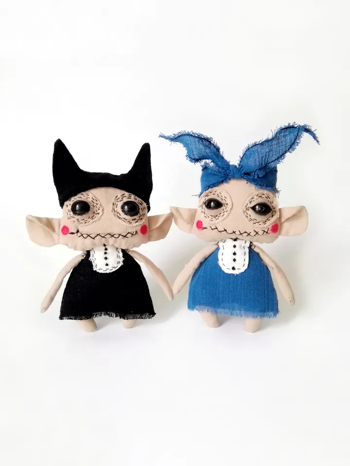 Handcrafted Art Dolls, Spooky Funny Fabric Interior Toys: One-of-a-Kind Weird Voodoo Dolls, Unique, Quirky and Whimsical. FREE SHIPPING!