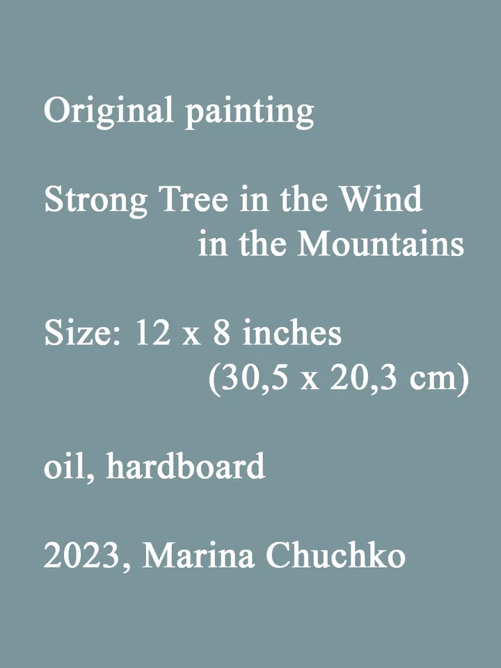 Mountain Painting 12x8" Tree Landscape ORIGINAL Painting Impressionist Mountains ART Signed by artist Marina Chuchko