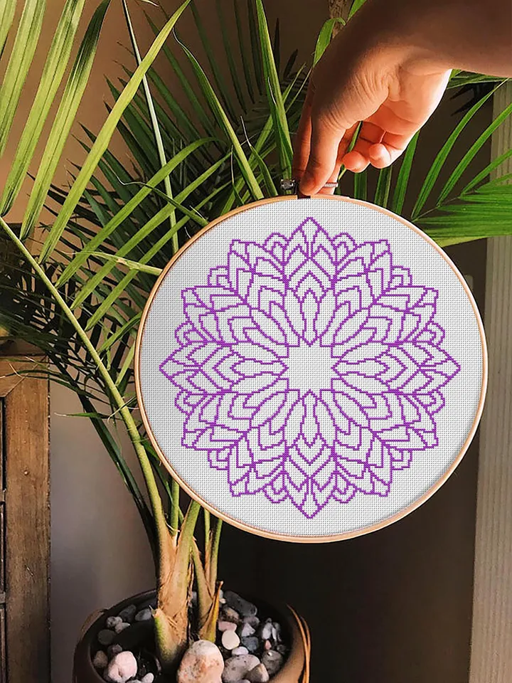 Mandala cross stitch pattern download PDF Simple mandala pattern digital PDF Monochrome cross stitch chart Quick cross stitch sampler #M81