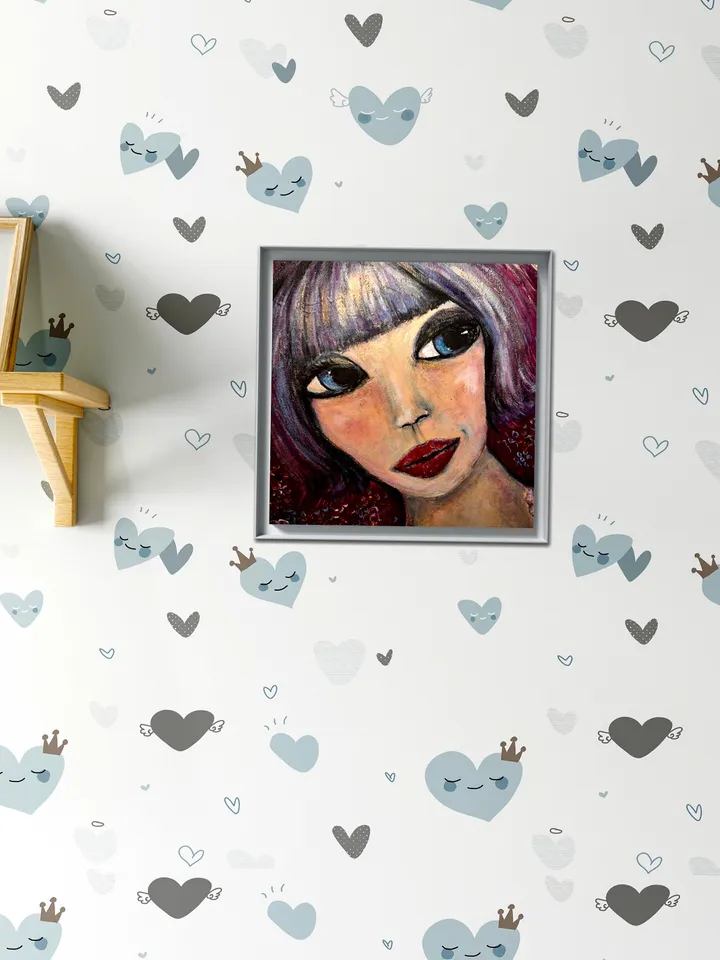 Miko-doll painting on 3 d canvas,original acrylic painting on canvas,Japanese doll painting, handmade painting home decoration,wall art