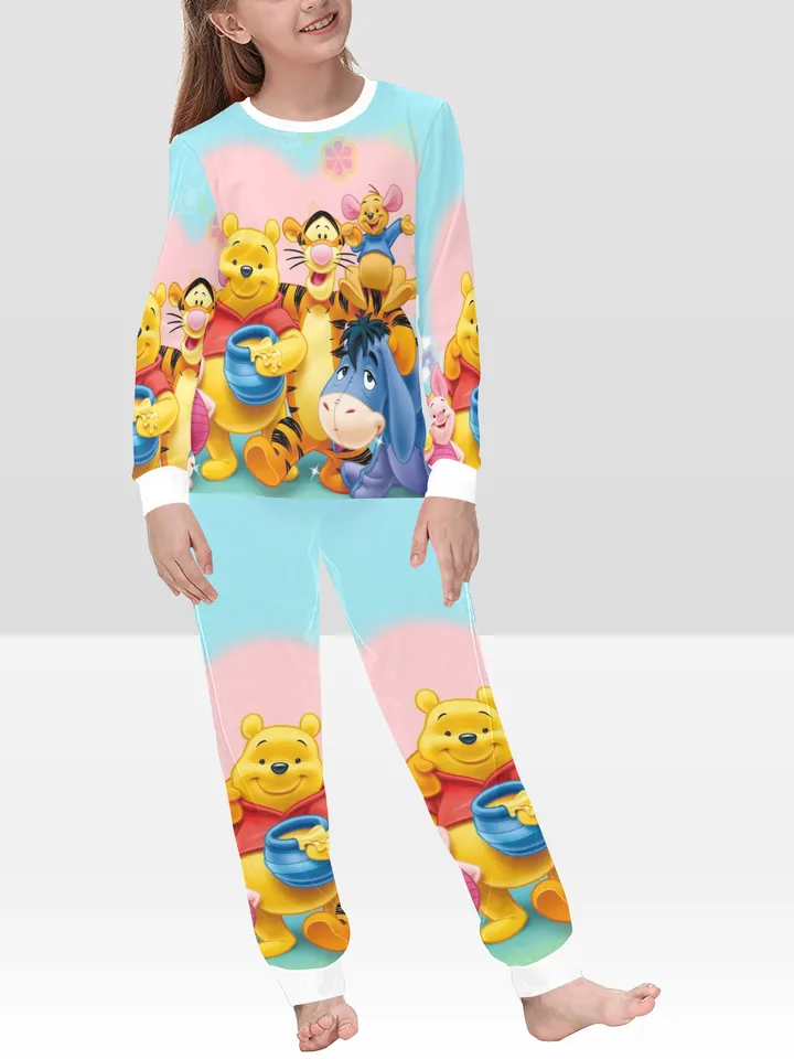 Winnie the Pooh Kids Girls Pajamas Set, PJ Set pajama loungewear sleepwear
