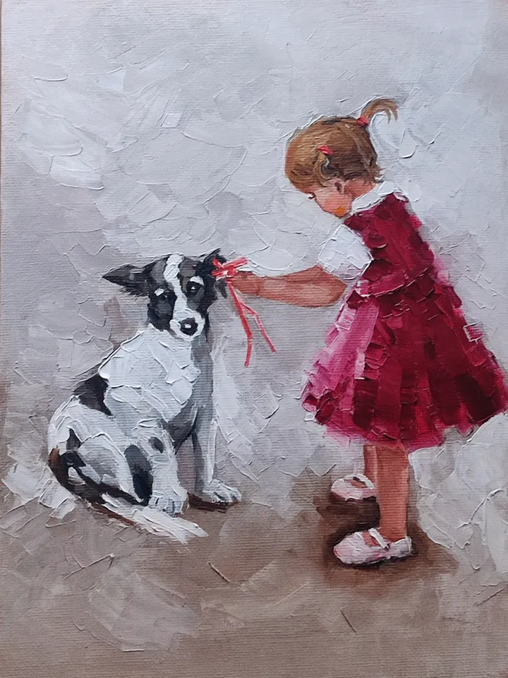 story painting with children 18x24 cm oil on canvas