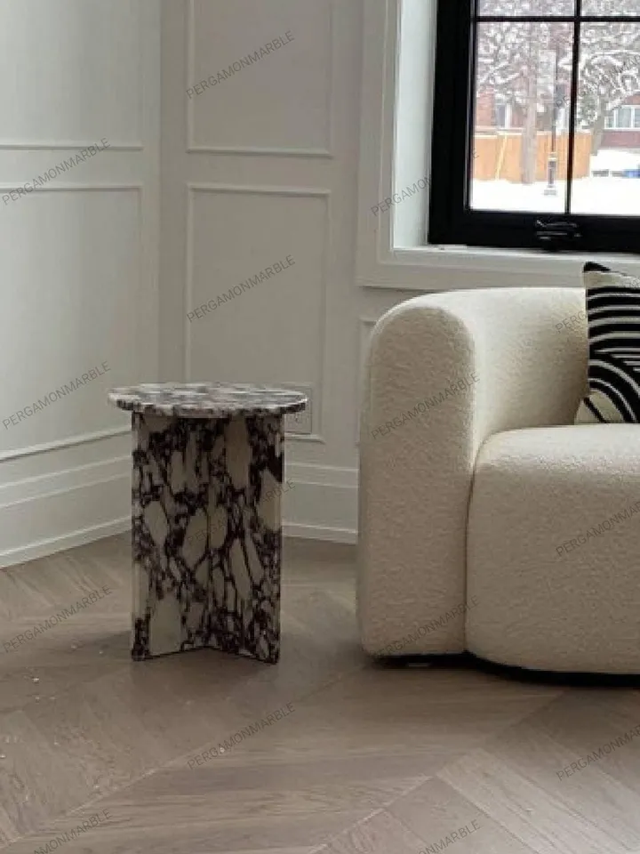 Calacatta Viola Marble side table, end table,nightstand italian marble 100% Handmade Product