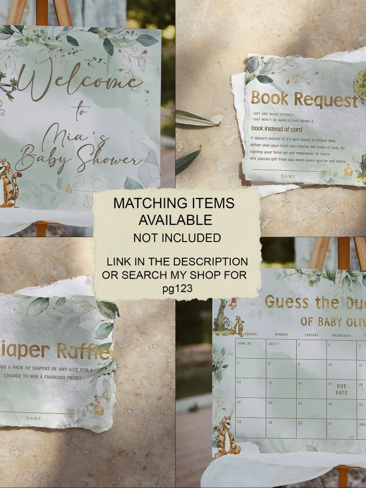 Classic Winnie Pooh Baby Shower Invitation; Neutral Baby Shower Template; Wizard Baby Shower Invite; Honey Bear Invite; Winnie Pooh pg123