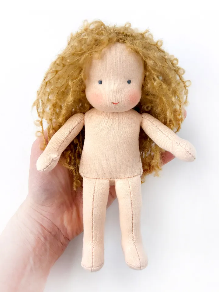 DIY Waldorf doll 7 inch (18 cm) tall. PDF pattern and tutorial. Patterns of doll clothes as bonus!