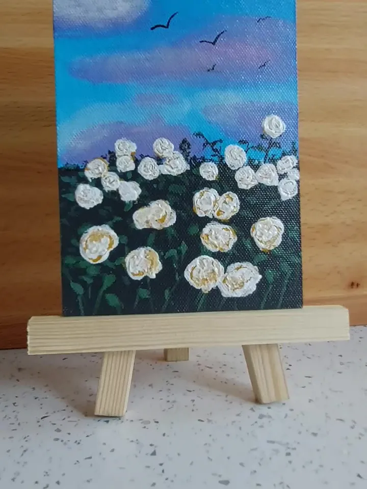 Mini painting of Wildflowers, Original design, Painting on a panel