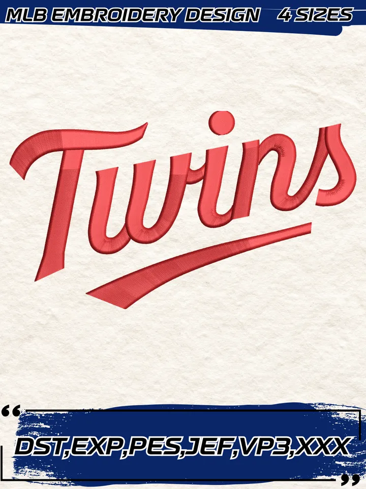 Minnesota Twins Jersey Logo Embroidery Design,MLB Embroidery Design,Machine Embroidery Design File,4 Sizes, Digital Download