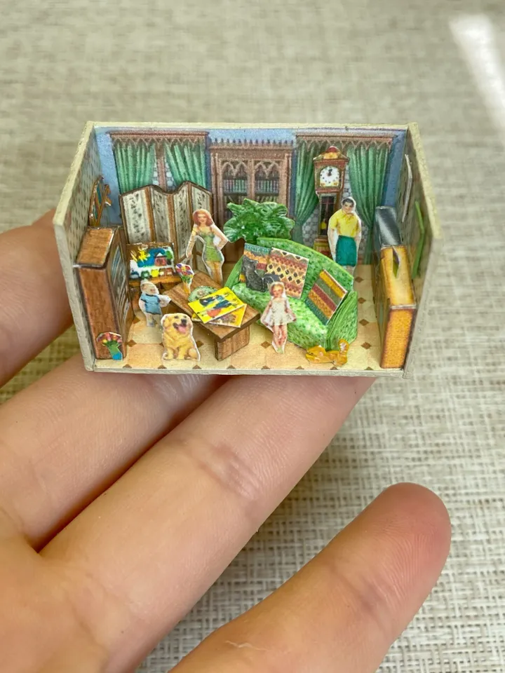 Mini roombox with filling. Toy for dollhouse. Toy for a doll. 1:12. Handmade.