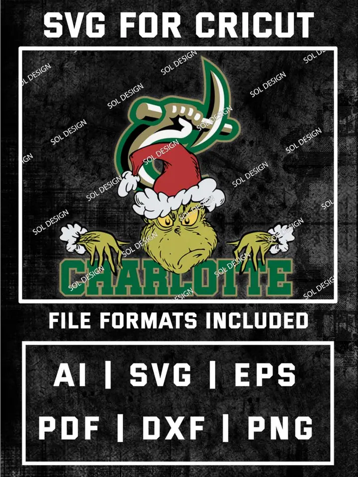 Grinch Charlotte 49ers SVG, NCAA SVG Design, NCAA Charlotte 49ers SVG, NCAA 49ers Cricut, Christmas Svg, Grinch svg, Digital Download