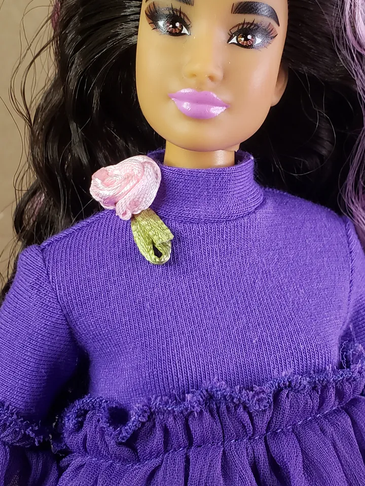Handmade purple maxi dress for 1/6 scale fashion female dolls