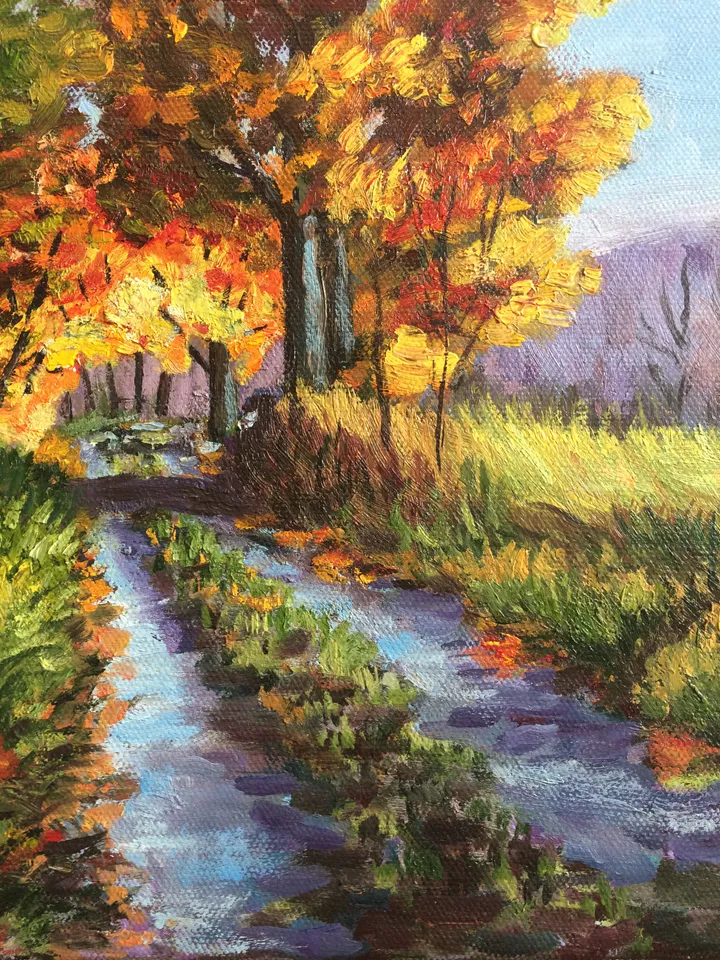 Golden Autumn Painting, Original Vermont Oil Painting on Canvas, Fall Trees Wall Art