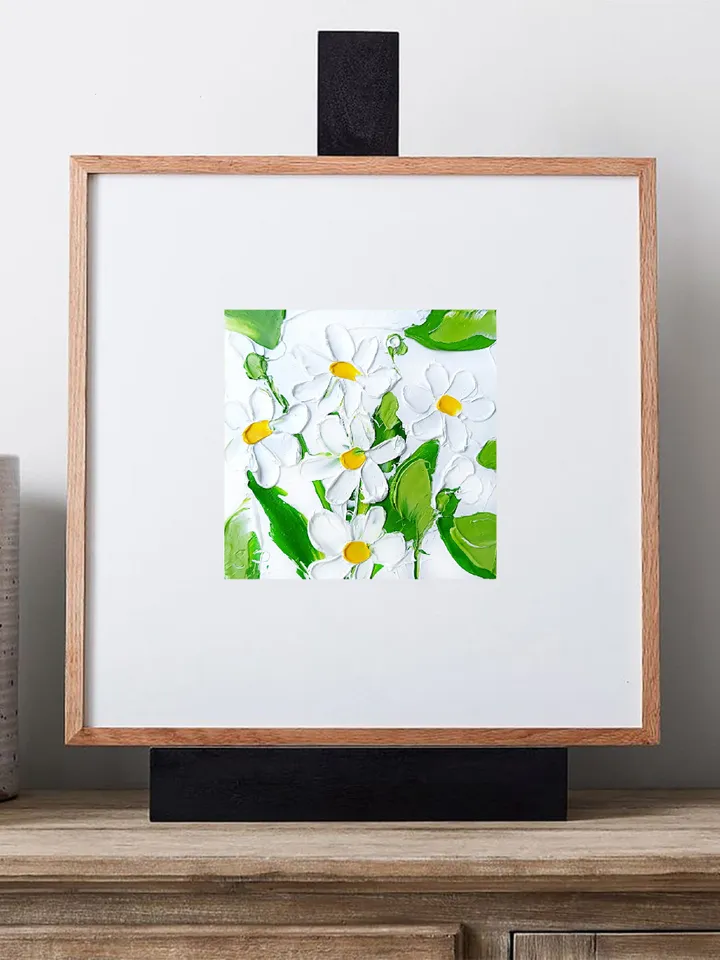 Daisy Painting Oil Impasto Original Art 4x4 The most-loved gifts Chamomile Flower Small Original Artwork Wildflower Heavy Texture Miniature