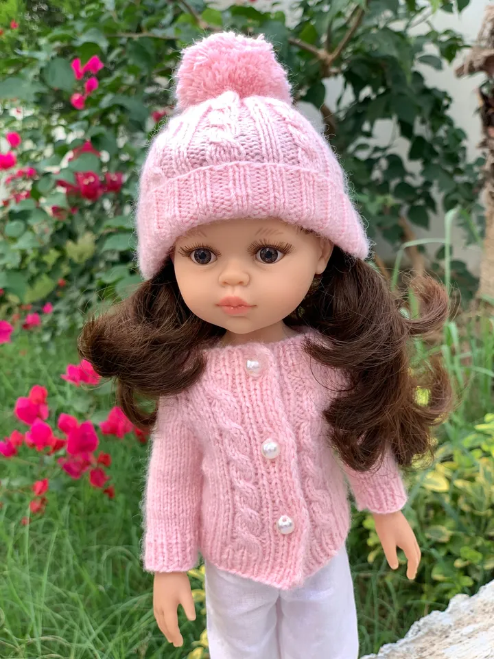 PDF Knitting Pattern Tutorial Cardigan & Hat for Paola Reina doll (12"/32 cm) eng