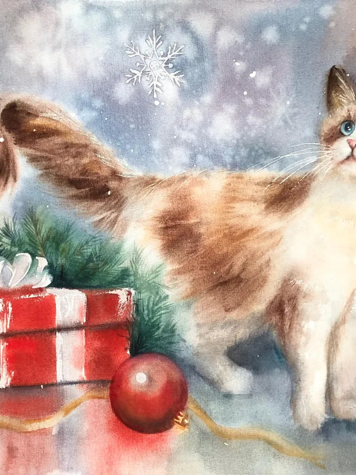 Cats Painting Original Animal Watercolor Painting Cat Wall Art Pet Painting