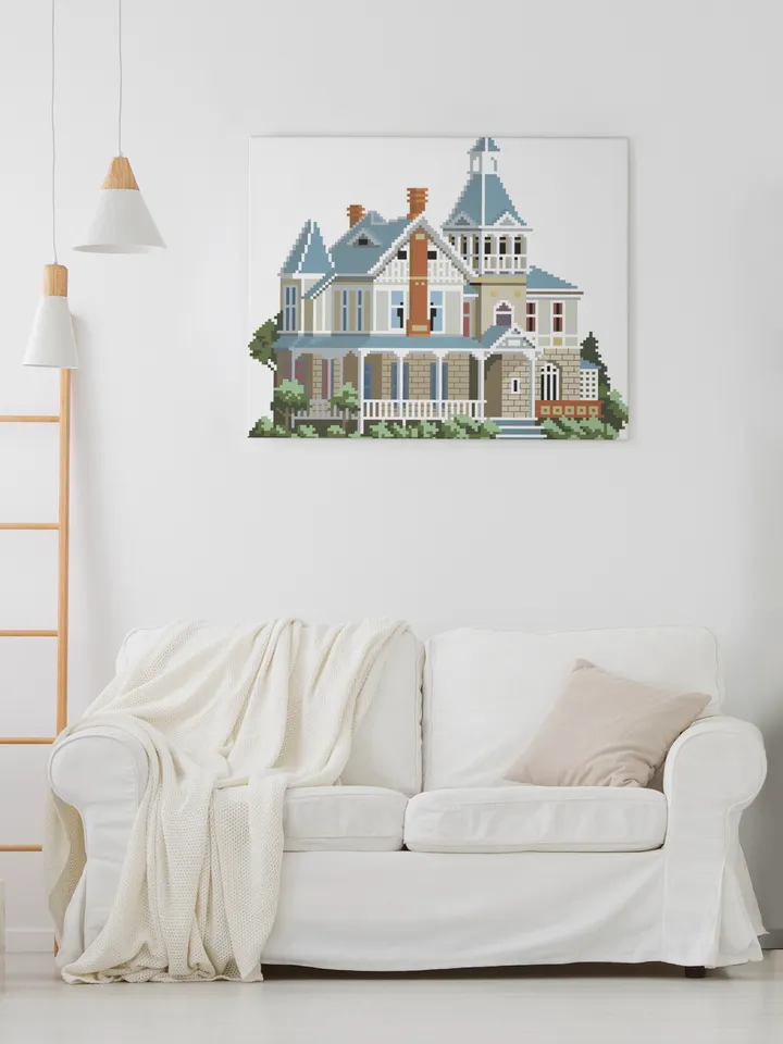 Vintage Cross Stitch Pattern Victorian House Counted Digital Download PDF