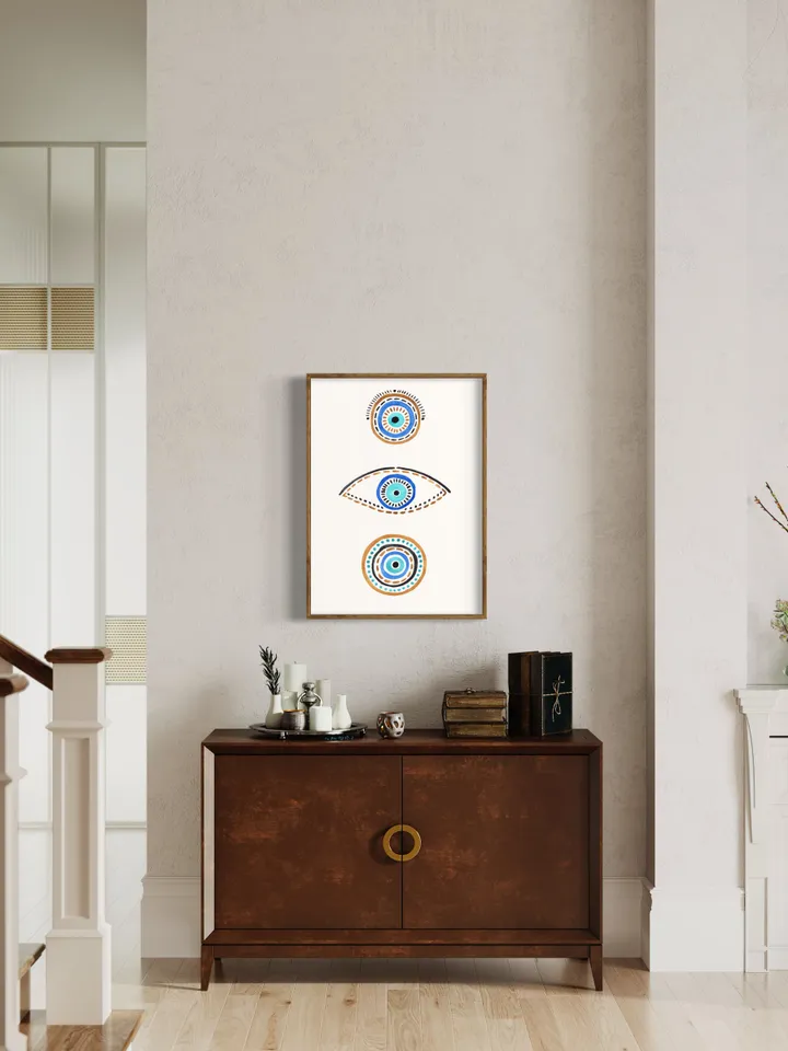 Evil Eye Print,Blue Evil Eye, Nazar Poster, Evil Eye Wall Decor, Abstract Blue Eye, Boho Eye Art Print, Turkish Evil Eye Art Poster