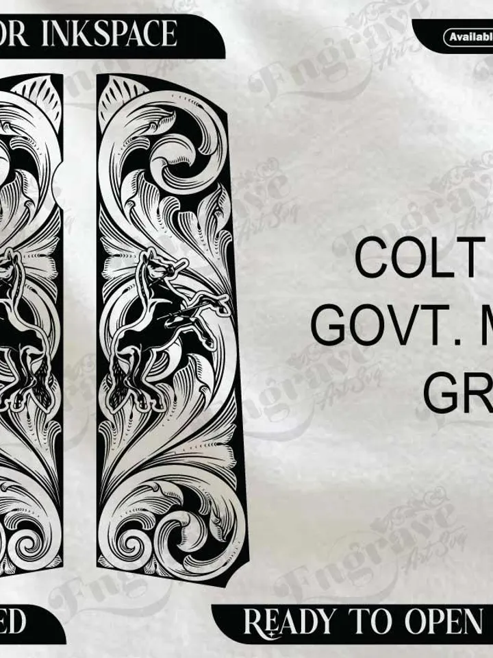 Colt 1911 Grip Design,lasercut,laserengraving,fiberlaser,engravingfiles