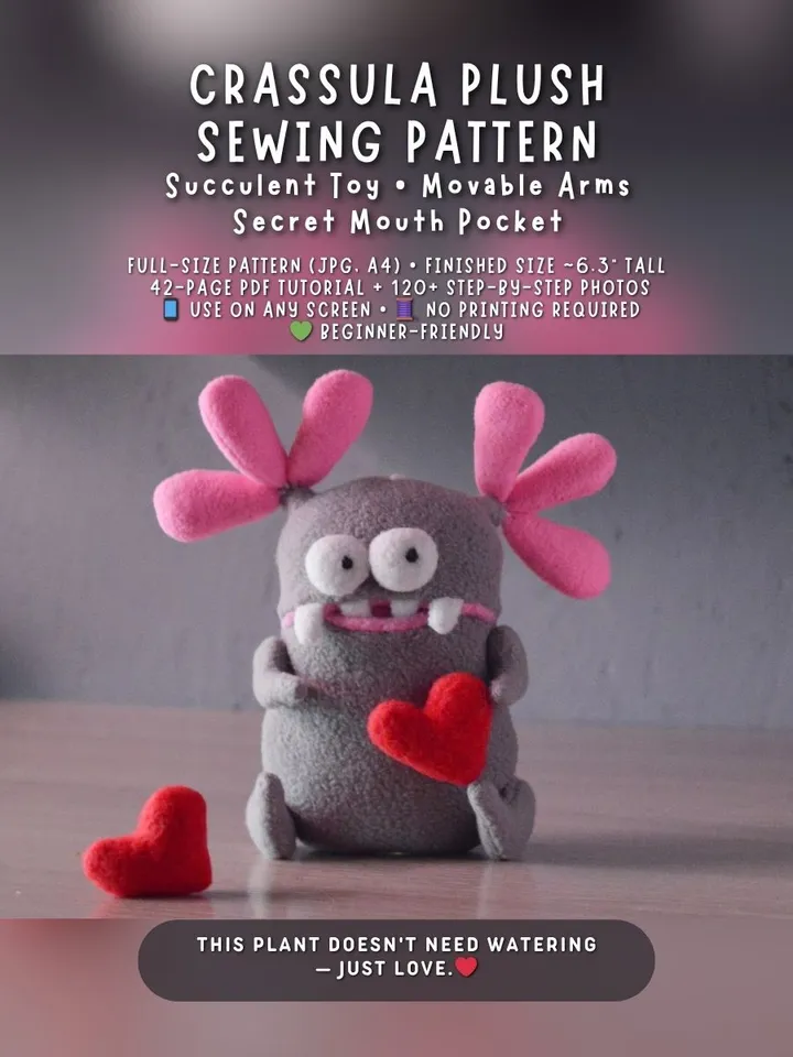 PDF Fleece Plush Pattern – Succulent Softie “Crassula”