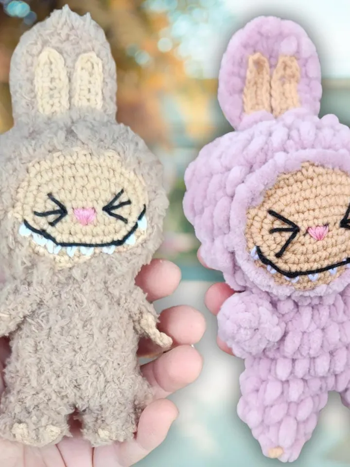 Smiling Bunny CROCHET PATTERN, Labubu Inspired Amigurumi Plushies, Creepy Cute Monster Rabbit Toy, Ugly sweetie Lafufu
