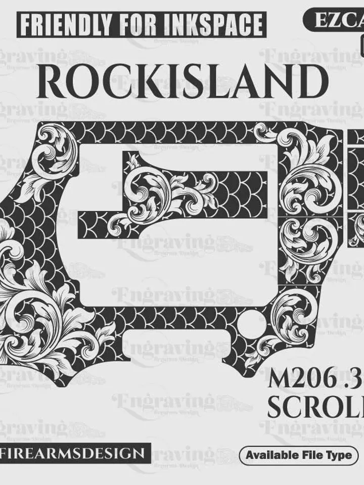 RockIsland M206 38special Scroll&Pattern Svg,lasercut,laserengraving,fiberlaser,engravingfiles,laserpattern,engravingdesign,engravingpattern