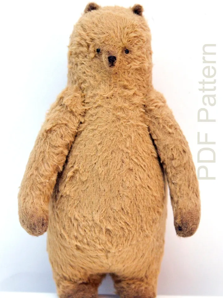 PDF E-pattern for 7.5" (19cm) Winter Bear/ Artist Teddy Bear Pattern/plump brown bear sewing instructions/anime bear toy