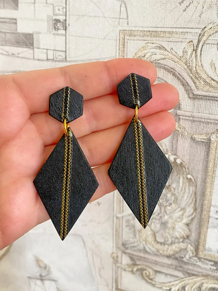 Handmade matte black earrings.