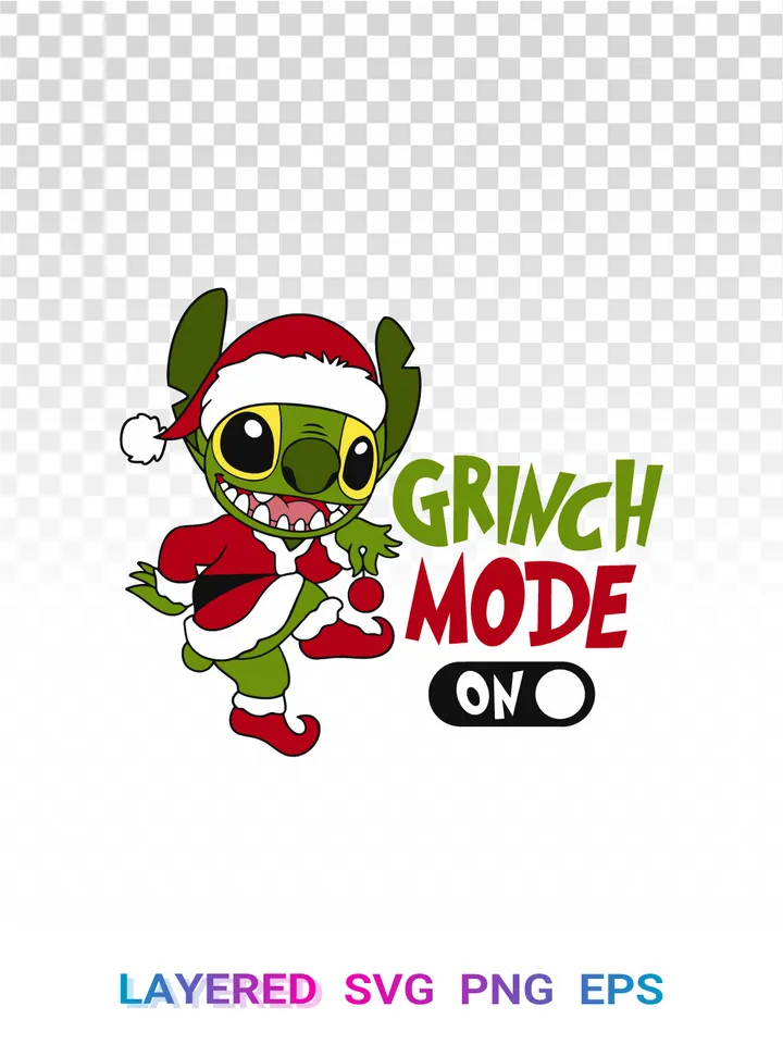 Stitch Grinch Mode PNG, Disney Christmas SVG, Cricut Layered