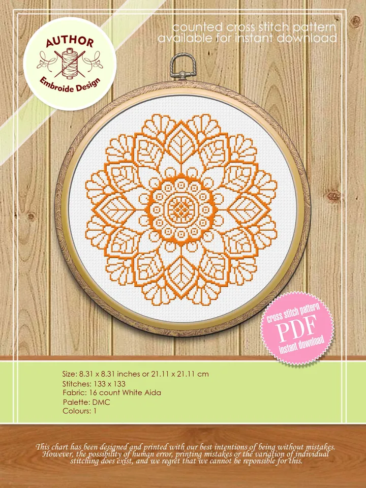 Mandala set cross stitch pattern download PDF, Monochrome mandala embroidery, Floral ornament cross stitch chart, Mandala digital PDF #S28