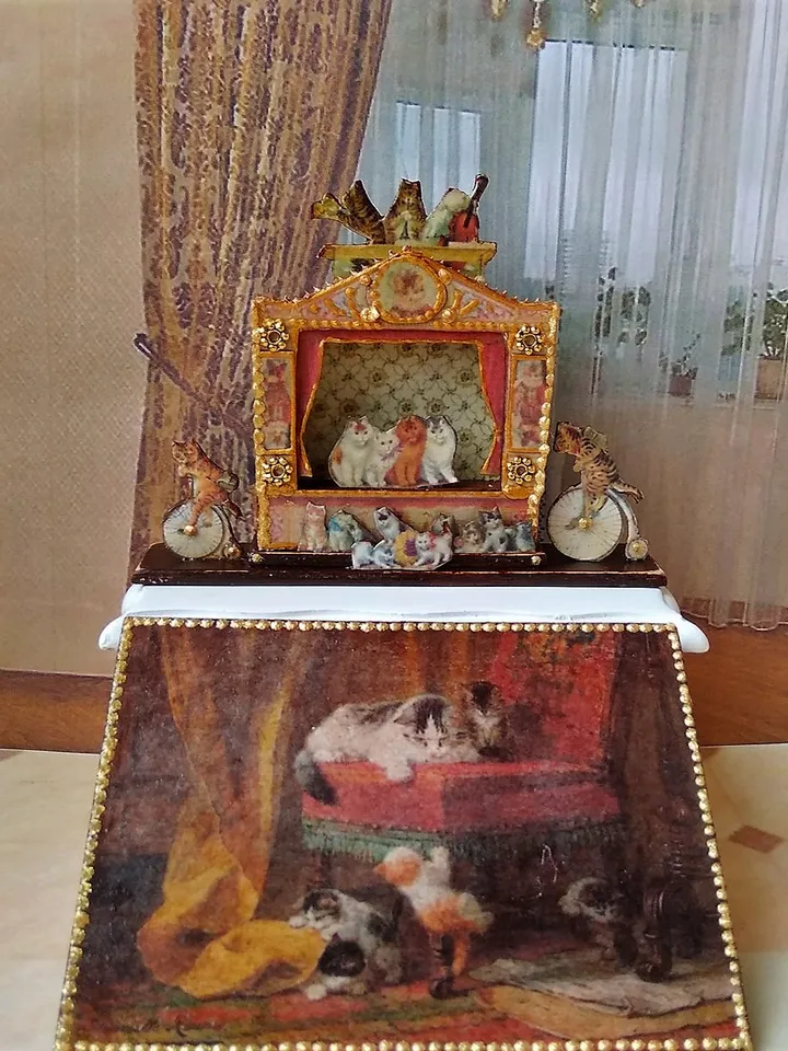 Miniature theater of cats.1:12 scale.
